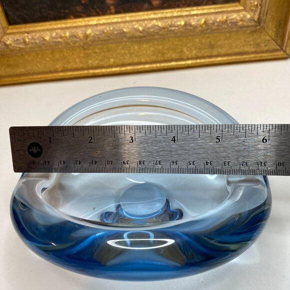 Vintage Holmegaard Per Lutken Light Blue Art Glass Dish Ashtray Signed & Number - Picture 13 of 15